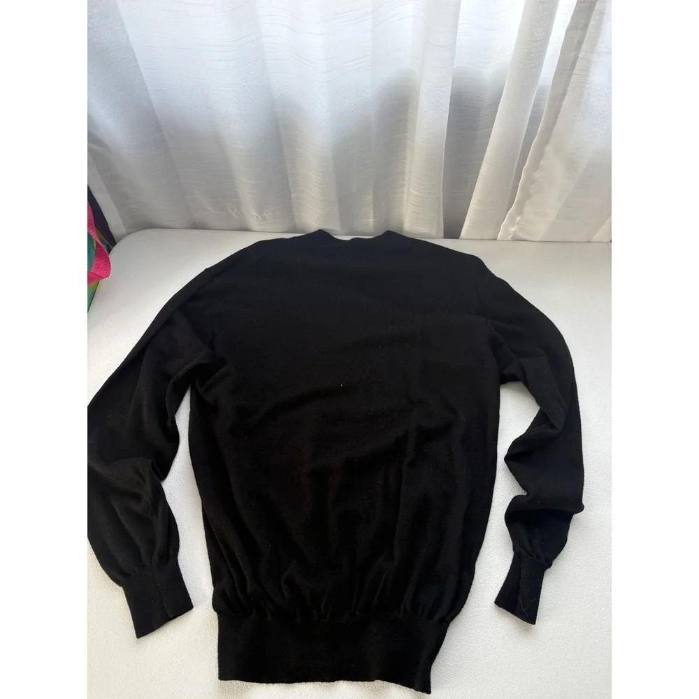 Geoffrey Beene Mens‎ Black 100% Extra Fine Merino Wool Mock Neck Sweater Size M